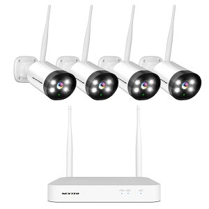 F.R.C. �G�t�E�A�[���E�V�[ NEXTEC [ SET-11A31-4 ] �l�b�g���[�N�h�ƃJ����x4�� + 1TB HDD���ڃ��R�[�_�[(10��܂Őڑ��\) �̃Z�b�g�b300����f IP66:�h�o�h�� ���̌��m�E�ԊO��+���FLED �X�}�z�A�v����