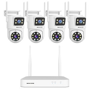 F.R.C. �G�t�E�A�[���E�V�[ NEXTEC [ SET-11A32R-4 ] �l�b�g���[�N�h�ƃJ���� ×4�� + 1TB HDD���ڃ��R�[�_�[(10��܂Őڑ��\) �̃Z�b�g�b�㉺2�J�����Ƃ�300����f�EPTZ�@�\���ڊĎ��J���� �_�u���A�CIP