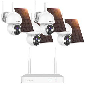 F.R.C. �G�t�E�A�[���E�V�[ NEXTEC [ SET-11S44R-4 ] �l�b�g���[�N�h�ƃJ���� x4�� + 1TB HDD���ڃ��R�[�_�[(10��܂Őڑ��\) �̃Z�b�g�b400����f�E �\�[���[�p�l�����ځEPTZ�@�\���ڊĎ��J�����EIP�J