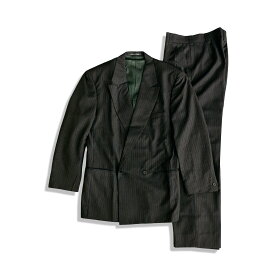 GIANNI VERSACE ジャンニ ヴェルサーチ ストライプ柄 ダブルブレスト 2B ウール スーツ size 46 チャコールグレー ブルー メンズ【中古】【鑑定済み】
