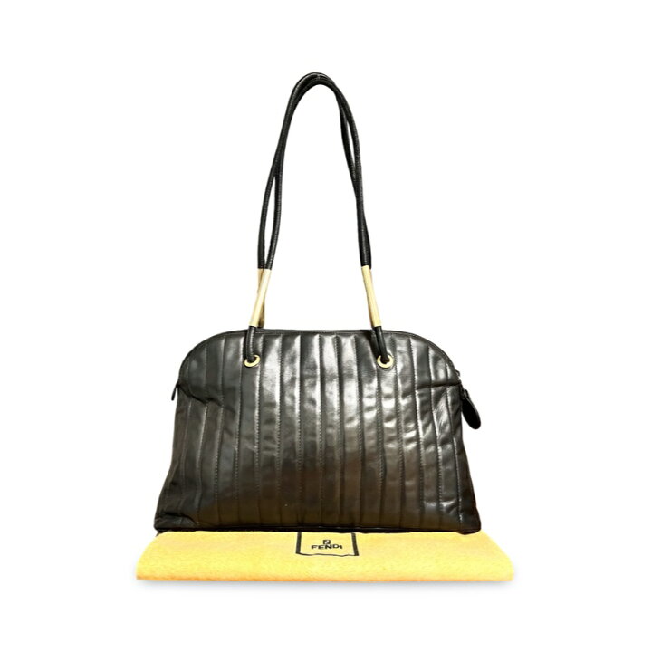 楽天市場】FENDI フェンディ ストライプステッチ ブラックレザー 