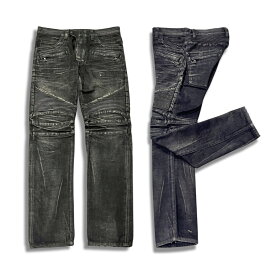 BALMAIN PARIS バルマン バイカー デニムパンツ ウォッシュ ダメージ加工 ジーンズ ブラック size 29 メンズ T500 C162【中古】【鑑定済み】【送料無料】【中古】【鑑定済み】【送料無料】