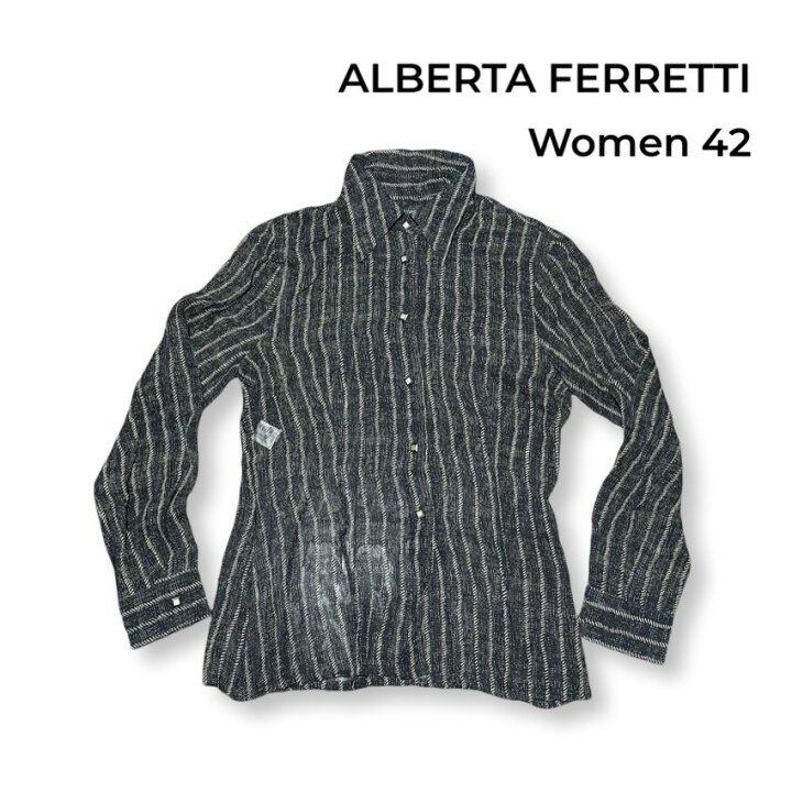 楽天市場】ALBERTA FERRETTI シルク ストライプ 長袖 シャツ ブラウス 