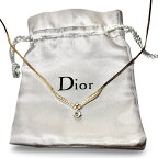 Christian Dior クリスチャンディオール ティアドロップ V ラインストーン ネックレス ペンダント ゴールド【中古】【鑑定済み】【送料無料】