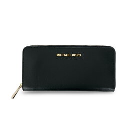 MICHAEL KORS マイケルコース GIFTABLES LG ZIP ZA CONTINENTAL ラウンドファスナー レザー 長財布 ブラック ゴールド金具 SAランク【中古】【鑑定済み】