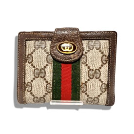 GUCCI Accessory Collection グッチ シェリーライン GG柄 二つ折り 財布 ブラウン ヴィンテージ オールドグッチ イタリア製【中古】【鑑定済み】【送料無料】