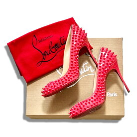 Christian Louboutin クリスチャン ルブタン FIFI SPIKES 100 スパイク ラウンドトゥ パンプス ヒール シューズ ピンク size 39【中古】【鑑定済み】【送料無料】