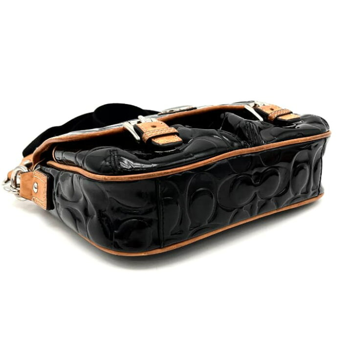 楽天市場】【中古】良品 COACH コーチ シグネチャー エナメル × レザー 