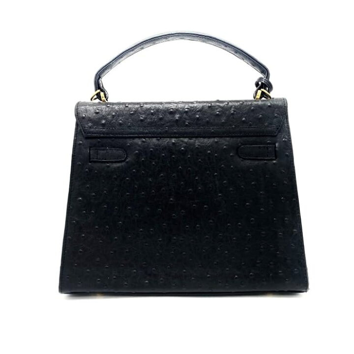 美品】VALENTINO ORLANDIオーストリッチ型押し2WAY黒 レザー Vintage 