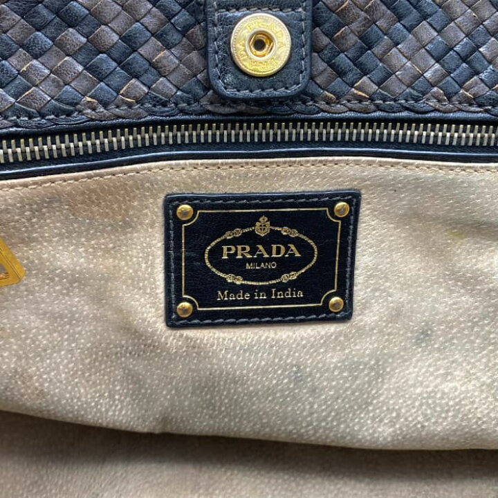楽天市場】【中古】 PRADA プラダ 三角ロゴ プレート 編み込み 2way  