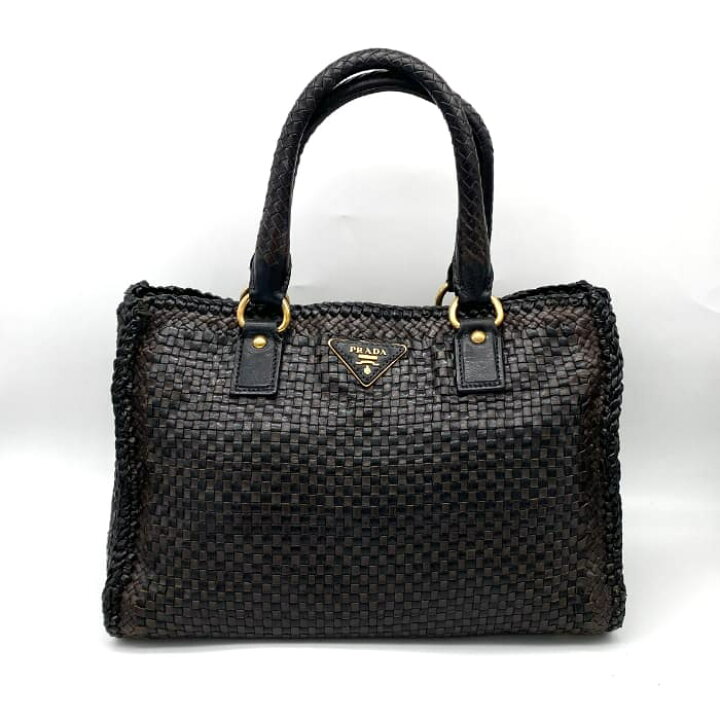 楽天市場】【中古】 PRADA プラダ 三角ロゴ プレート 編み込み 2way  