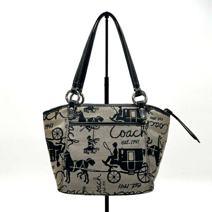 楽天市場】【中古】良品 COACH コーチ 馬車柄 ターンロック キャンバス 