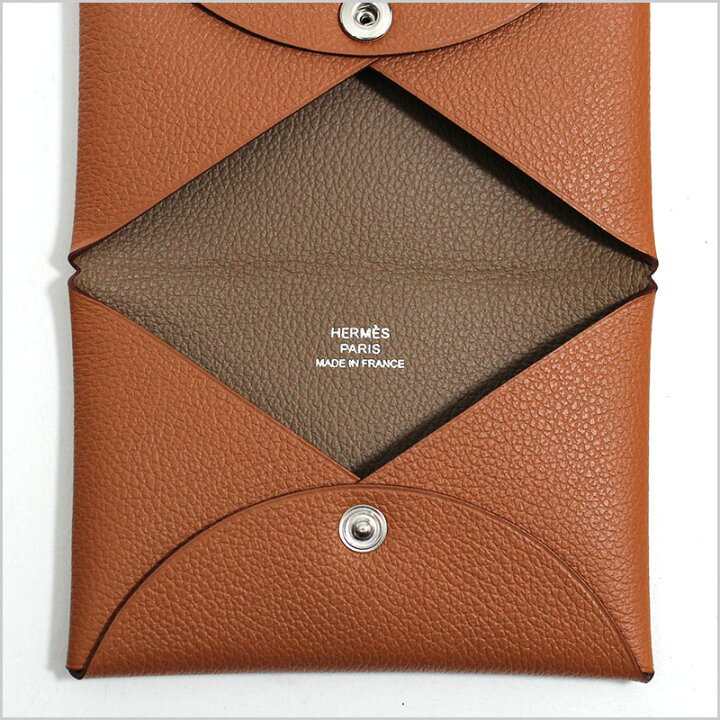 楽天市場】エルメス HERMES カードケース ゴールド×ベージュ・ド 