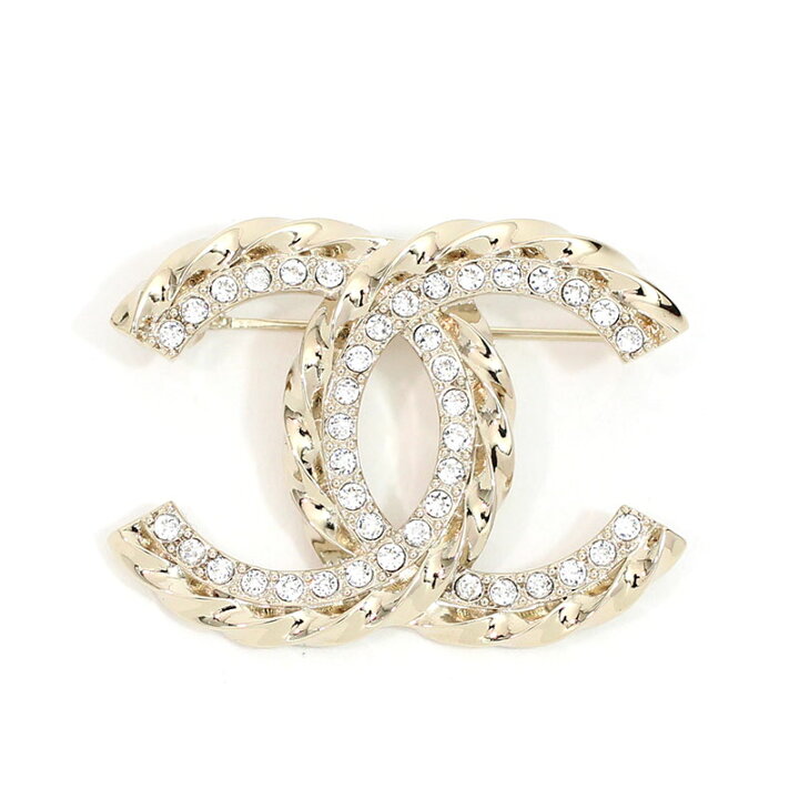 楽天市場】シャネル CHANEL ブローチ メタル CCマーク ストラス ライン 