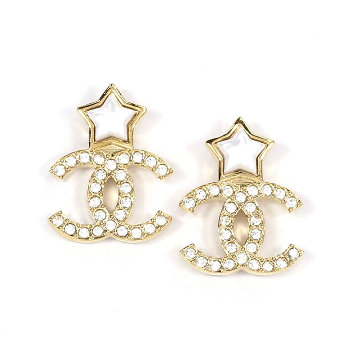 楽天市場】シャネル CHANEL ピアス CCマーク メタル＆ストラス ライン 