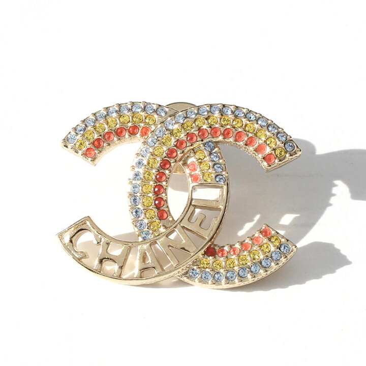 楽天市場】シャネル CHANEL ブローチ メタル CCマーク ストラス ライン 