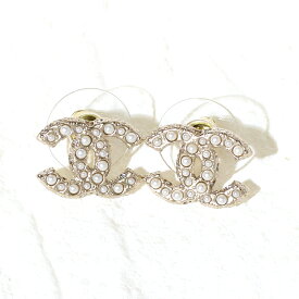 シャネル CHANEL ピアス CCマーク メタル＆コスチュームパール レジン ストラス ラインストーン ダブルC 2025年クラシックコレクション ゴールド BOUCLES OREILLES COCO A64766 B06258 ND321 25V