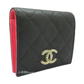 ≪ 新品 ≫ CHANEL シャネル 23年春夏プレコレクション マトラッセ 折り財布 ミニ AP3185 B10218 94305 財布 スモール ウォレット キャビア 黒 ブラック ピンク ゴールド金具 Mini wallet Black Pink Gold Big CCマーク