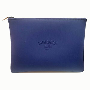 Vi  GX |[` lIo GM tbg |[` RX|[` lCr[@ XGbgn BrandNew Hermes Pouch Neovan GM Flat Pouch Cosmetic Pouch Navy Accessory Case Wet Fabric
