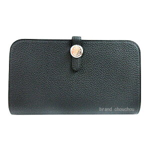 �s �V�i �t HERMES �G�����X �h�S�� �f���I GM �g�S �� �u���b�N �V���o�[���� K���� �� ���{�� ���b�s���O �sBrand new�tHERMES Dogon Duo GM Togo Black Silver Hardware Wallet K Engraved Box Ribbon Wrapping