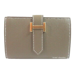  Vi  GX xA ~j GgD[v S[h H[}_ W  { bsO ~j z J[hP[X Brand New  Hermes Bearn Mini Etoupe Gold hardware Veau Madame Box Ribbon Wrappin