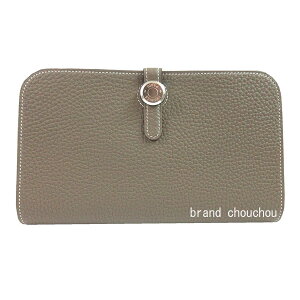 s Vi tHERMES GX hS fI GM gS GgD[v Vo[ z W  { bsO sBrandNewtHERMES Dogon Duo GM Togo Etoupe Silver HW Wallet W Engraved Box Ribbon Wrapping