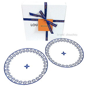 Vi⃋CBg fU[gv[g mO t[^C 2Zbg R95650 u[  { Vbp[ v[g Brand new Louis Vuitton Dessert Plate Monogram Flower Tile Set of 2 R95650 Blue