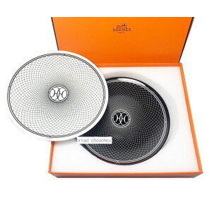  Vi  HERMES GX HfR@AbVfR V[Y p v[g@14cm  / @zCg/ubN 2 Zbg yA  {@bsO Hdeco pair white / black plate pair gift box