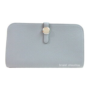 s Vi tHERMES GX hS fI GM gS Op^ Vo[ z K  { bsO sBrandNewt HERMES Dogon Duo GM Togo GrisPantin Silver Hardware Wallet K Stamp Box Ribbon Wrapping