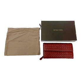 【中古】【箱付き】 BOTTEGAVENETA ボッテガヴェネタ レザー イントレチャート 長財布 ボルドー 179163 長財布