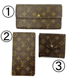 【中古】【ジャンク】 LOUIS VUITTON ルイ・ヴィトン モノグラム PVC 財布 3点セット ブラウン 199566 長財布