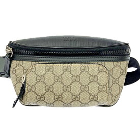 【中古】【箱付き】 GUCCI グッチ 450946・486628 PVC レザー GGスプリーム ボディバッグ ブラック ベージュ 238129 ウエストバッグ