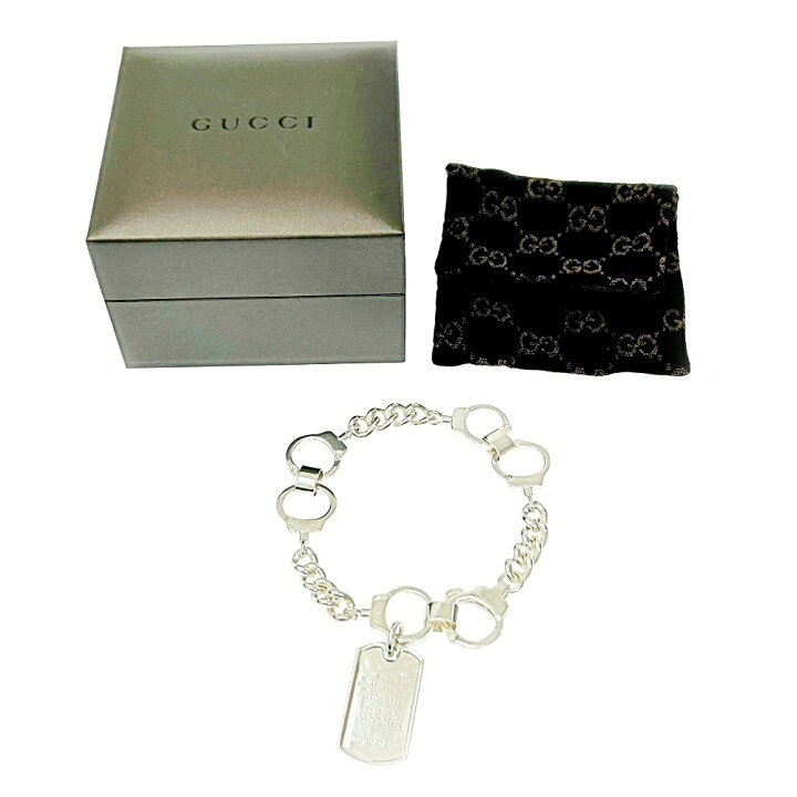 楽天市場】【中古】【箱付き】 GUCCI グッチ シルバー ドッグタグ 手錠 