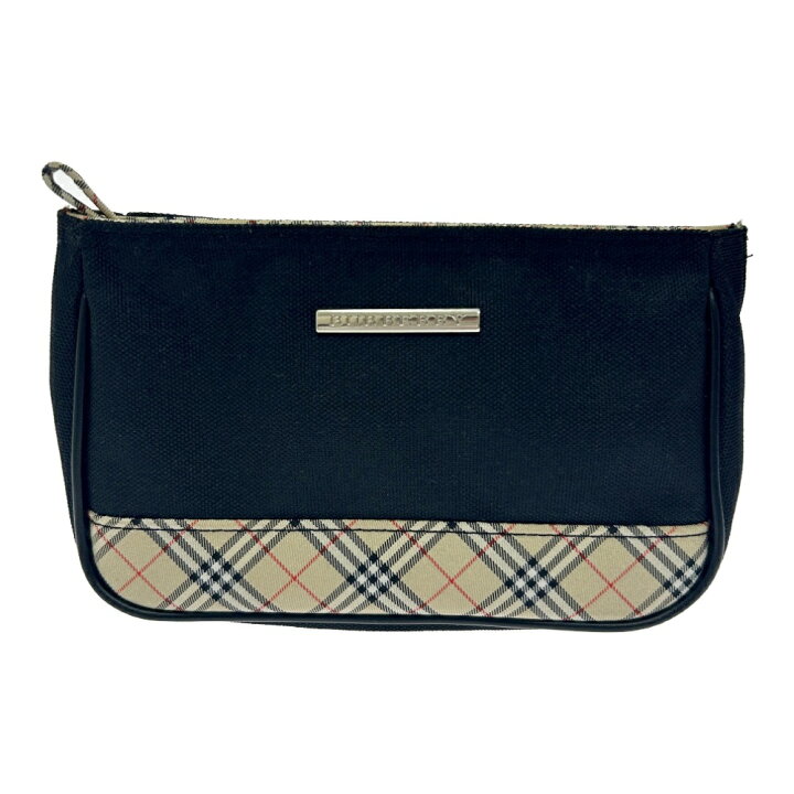 楽天市場】【中古】BURBERRY バーバリー チェック柄 ポーチ ブラック 