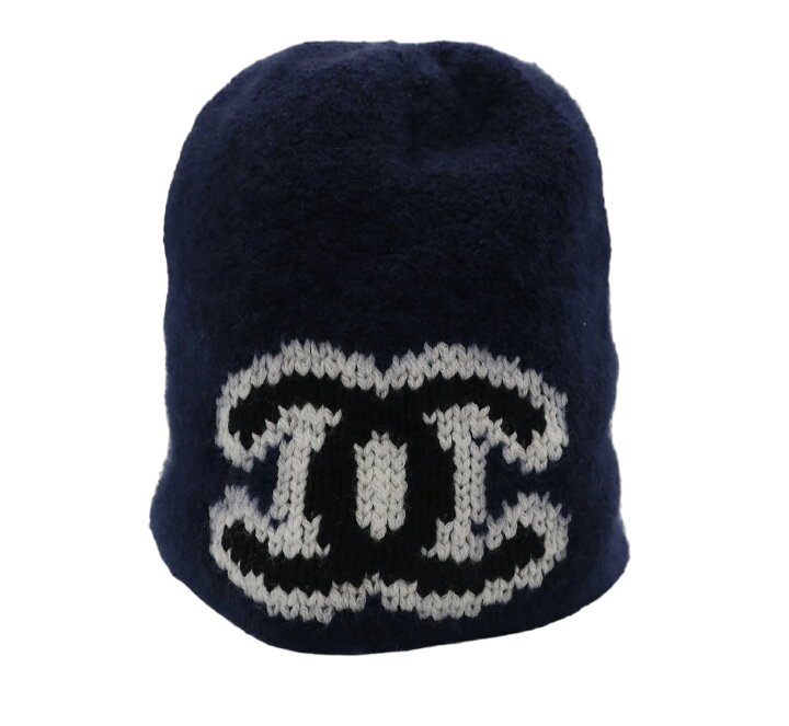 楽天市場】CHANEL シャネル ニット帽 帽子 ココマーク ネイビー ウール  