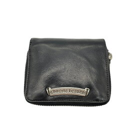 【中古】ChromeHearts クロムハーツ スクエアジップ ビルウォレット 二つ折り財布 ダガー シルバー金具 925 レザー ブラック