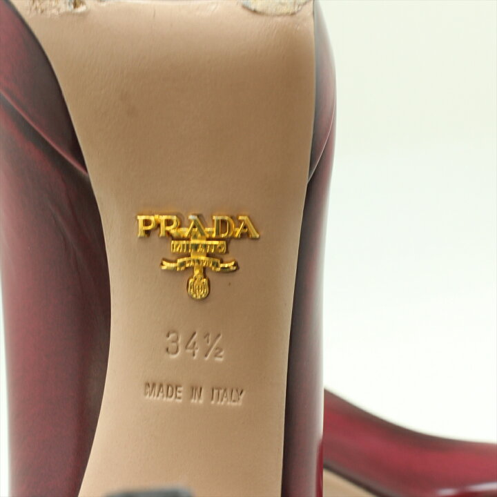 楽天市場】PRADA プラダ レザー ハイヒール パンプス ボルドー系 34 1 