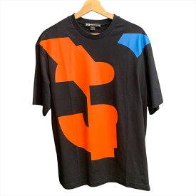 Y-3 ワイスリー FJ0332 VARSITY SS TEE サイズ：MM ブラック オレンジ ブルー 半袖Tシャツ 【中古品】O25-072008
