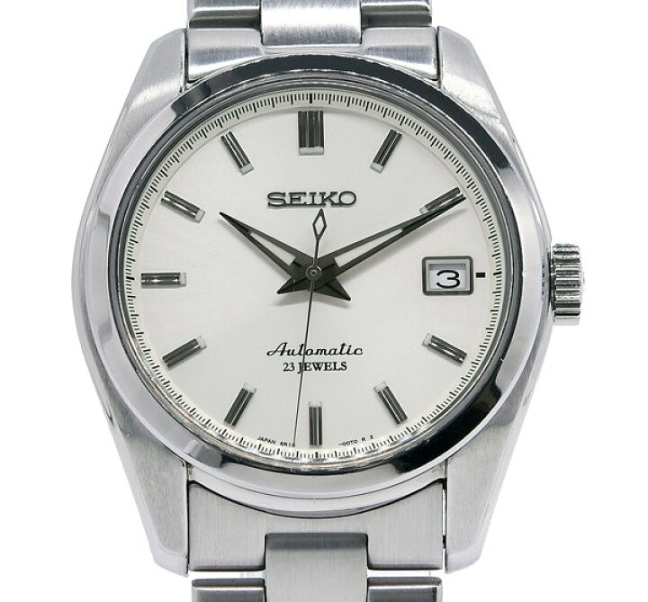 SEIKO】セイコー メカニカル 腕時計 自動巻き SS×レザー 白文字盤  