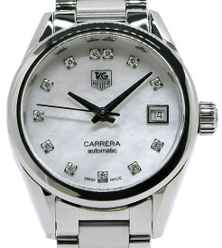 送料無料！★箱保付！美品！TAG HEUER タグホイヤー カレラ WAR2414.BA0776 キャリバー9 ホワイトシェル文字盤 自動巻き レディース★