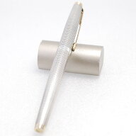 パーカー/パーカー75 スターリングシルバー 万年筆 XF字 ペン先 14K/両用式 U.S.A. 筆記確認済み【中古】