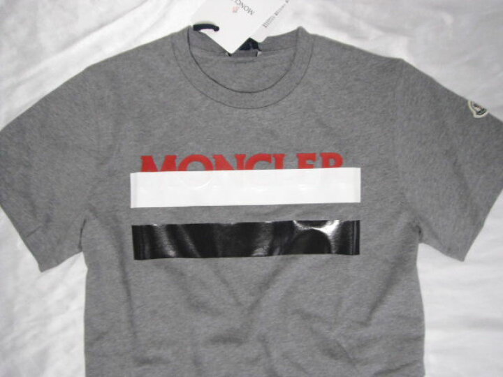 Tシャツ/カットソー(半袖/袖なし) サイズⅯ 新品 モンクレール ビッグロゴ半袖Tシャツ TEE グレー系 メンズ