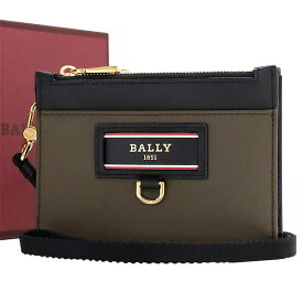 【送料無料】【本物】BALLY★バリー★ストラップ付カードホルダー★ナイロン×カーフ★カーキ×ブラック★財布★ユニセックス★カード入れ★4218-3