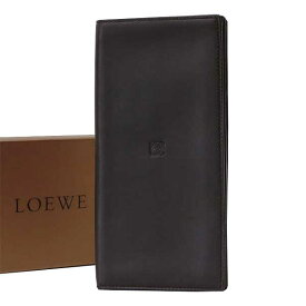 【送料無料】【本物】LOEWE★ロエベ★二つ折り長札入れ★ナッパレザー★ブラック★縦長★メンズ★マチ付き★長財布★アナグラム★カード★4416-5