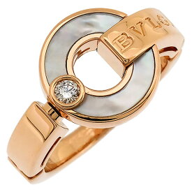送料無料 本物　注目 BVLGARI ブルガリ 750PG 指輪 オープンワークリング ダイヤモンド マザーオブパール 約6号 新品仕上げ済 786-1