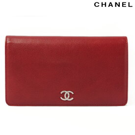 【中古】 CHANEL シャネル 中古 長財布 A46314 ミニキャビアスキン セブルガ ルージュレッド