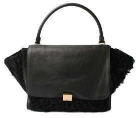 セリーヌ ハンドバッグ/ショルダーバッグ CELINE トラペーズ TRAPEZE ウール/レザー ブラック/ゴールド金具【中古】