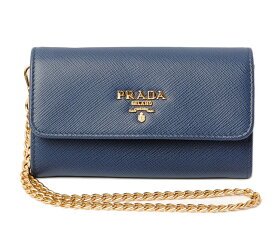 プラダ 財布/ミニ財布 PRADA 折財布/チェーン付 1MC015 SAFFIANO/型押しレザー BLUETTE/ブルー