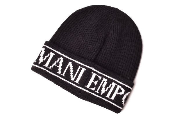 エンポリオアルマーニ　ニットキャップ/帽子 EMPORIO ARMANI　メンズ ビーニー/ニット帽 ロゴ ブラック/ホワイト 6Z2412  2M6BZ 0999 | Import Shop P.I.T.