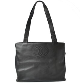 シャネル ショルダーバッグ/トートバッグ A4 CHANEL ココマーク ラムレザー ブラック 【中古】